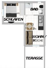 Apartment 4 für bis zu 3 Personen direkt am Meer