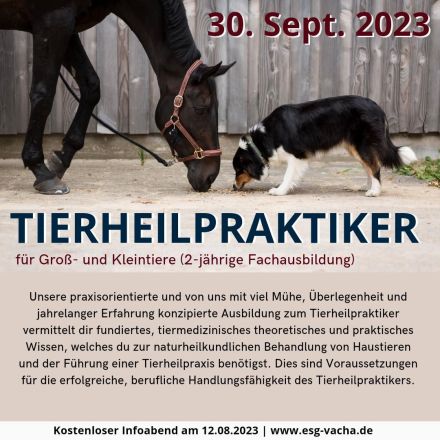 Ausbildung zum Tierheilpraktiker für Groß-und Kleintiere