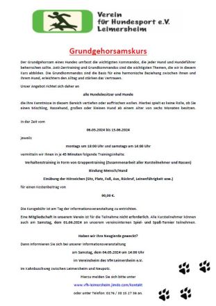 Grundgehorsamskurs 2024 des VfH Leimersheim