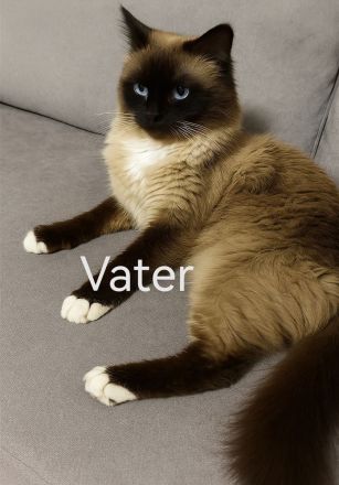 Heilige Birma Kitten, blaue Augen, Langhaar weiß