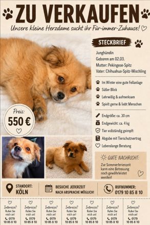 Junges Pomchi Peki Mix Mädchen sucht ihr Körbchen