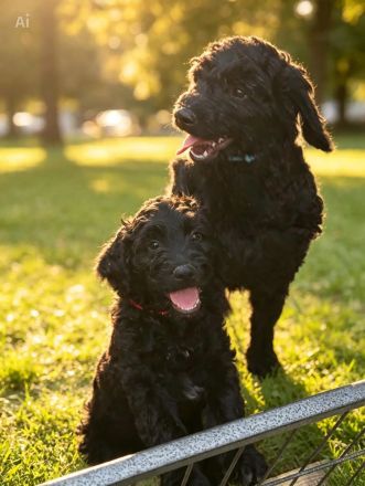 Drei süße Irish Doodle x Goldendoodle Welpen
